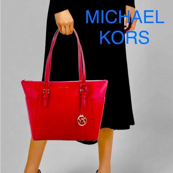 Michael Kors Handbags - Michael Kors red leather shoulder bag and tote medium size